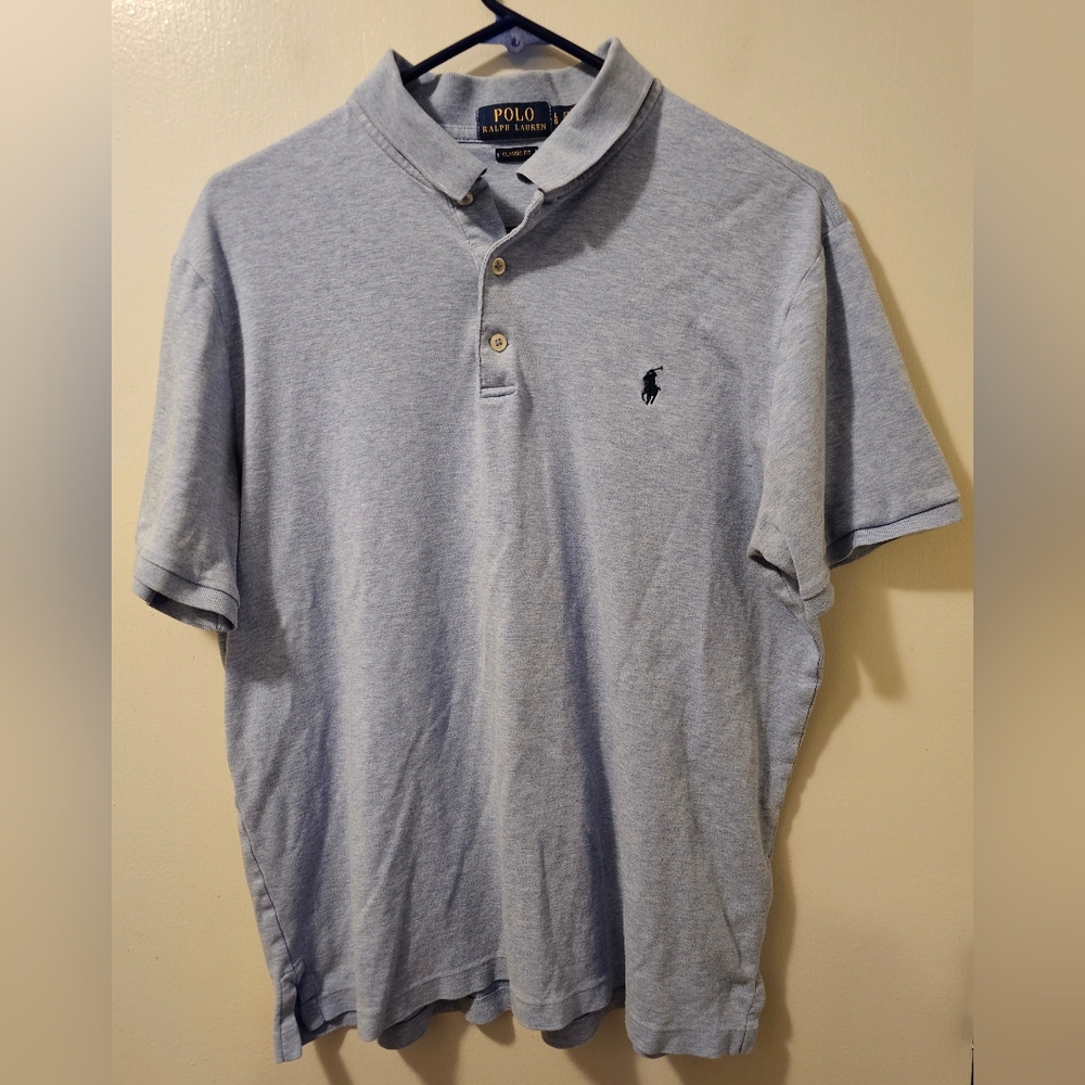 Polo Ralph Lauren Classic Fit Cotton Polo Shirt Blue Short Sleeve Men's Size L